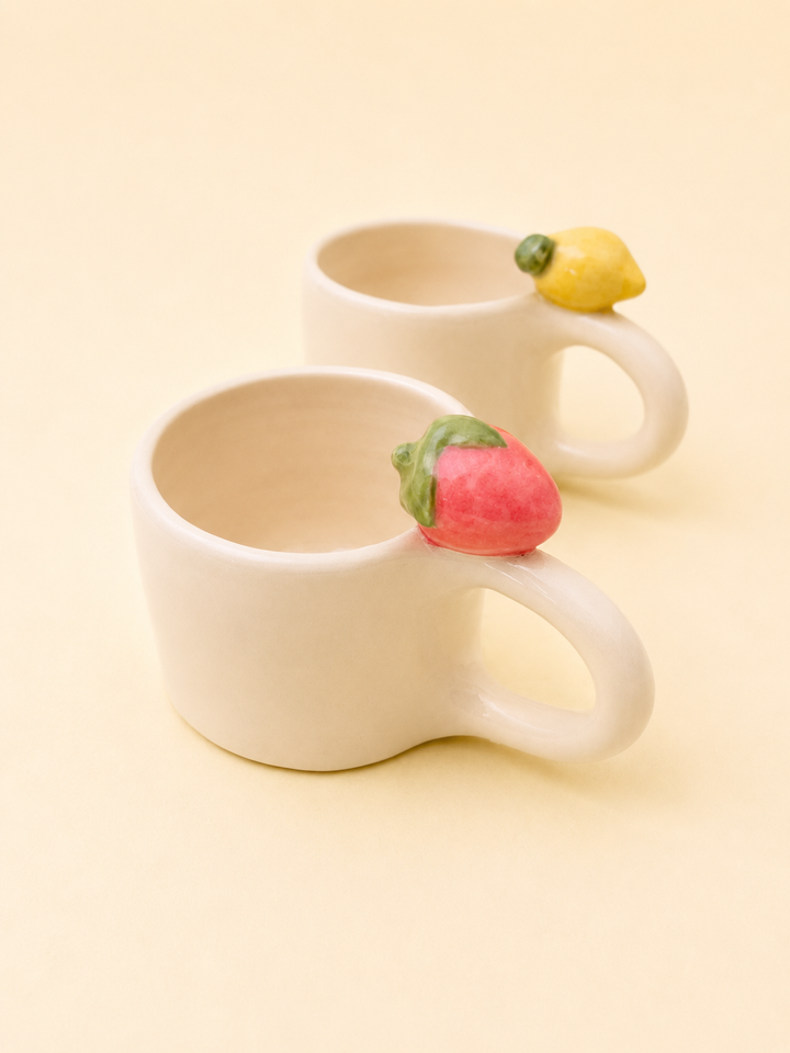 Strawberry Ceramic Mug – Handmade Espresso Cup 120ml