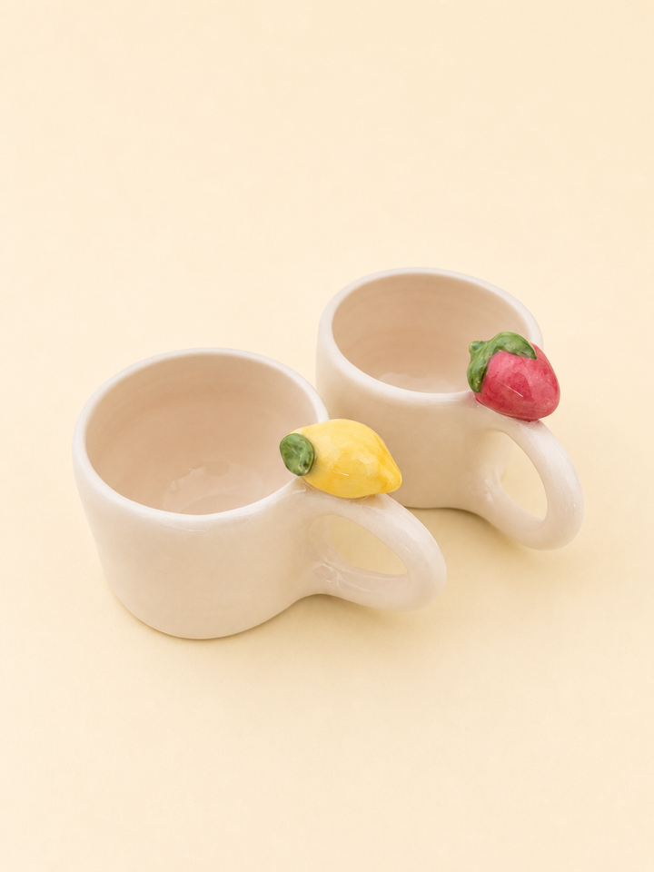 Strawberry Ceramic Mug – Handmade Espresso Cup 120ml