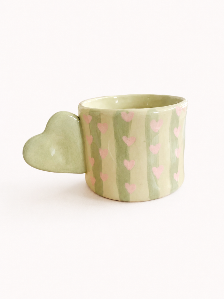Handmade Heart Handle Ceramic Mug – 200ml