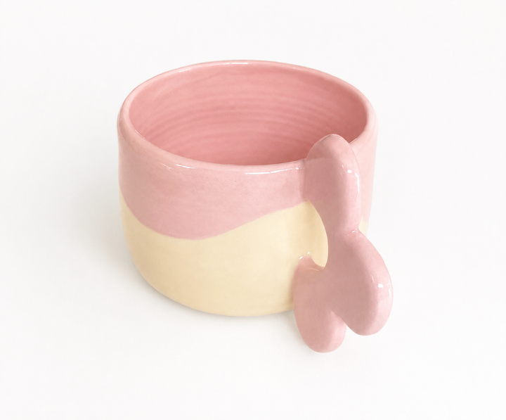 Flower Handle Handmade Ceramic Mug 350 ml Pastel Coffee Cup