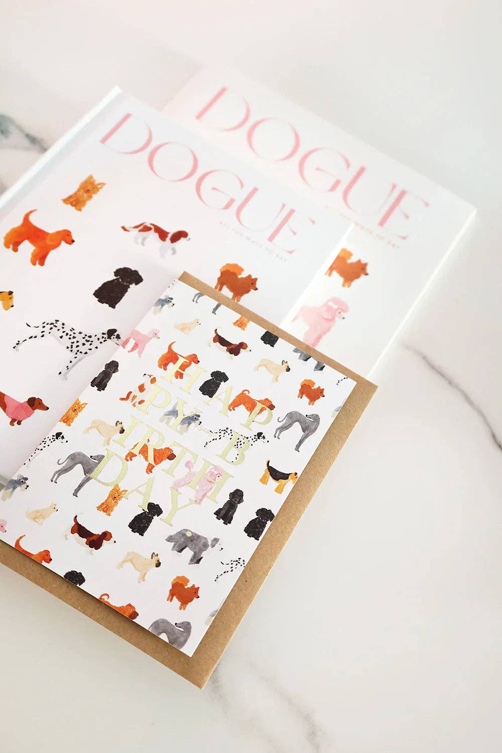 Birthday dogs pattern - Greeting card - Gold Foil
