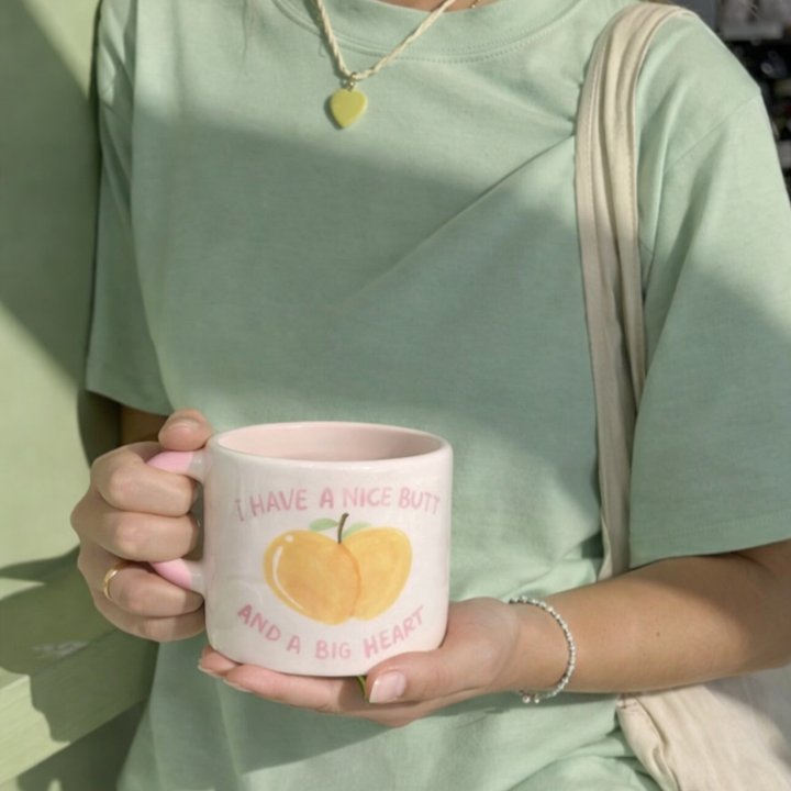 Butty Mug – Handmade Ceramic Cup with Peach Design (400 ml)