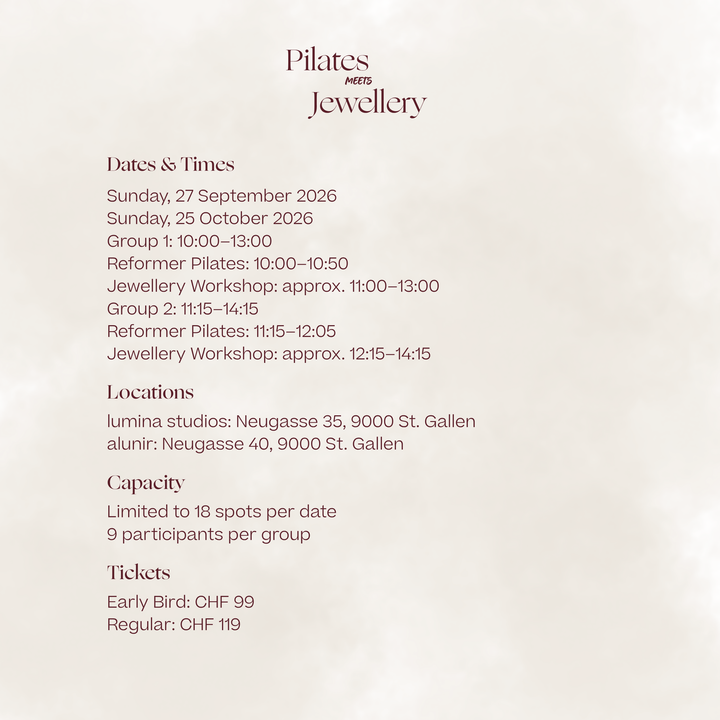Community Event: Pilates &amp; Jewellery – alunir × lumina studios