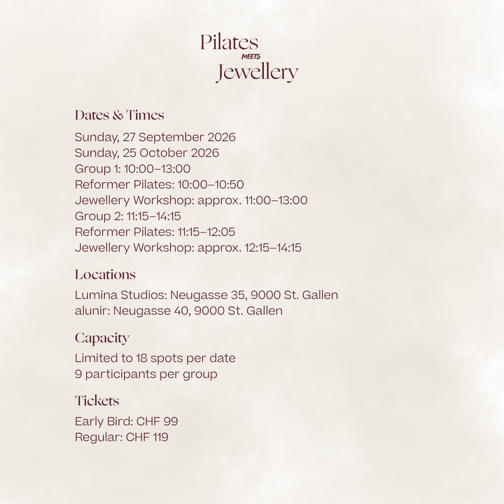 Community Event: Pilates & Jewellery – alunir × Lumina Studios