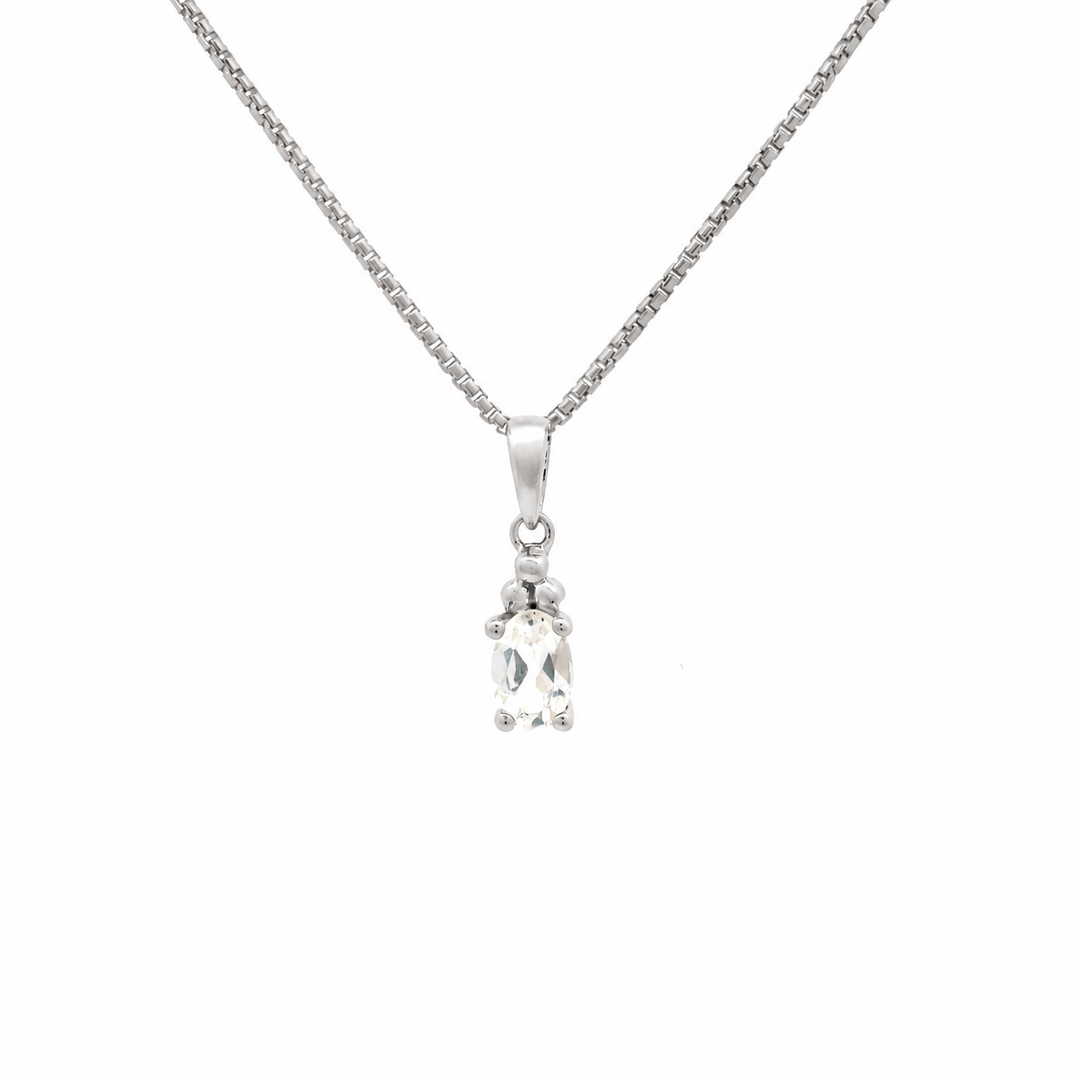 Halskette Birthstone April – Weisser Topas