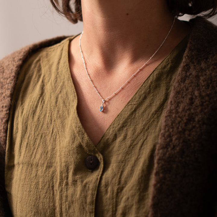 Halskette Birthstone Dezember – Swiss Blue Topaz