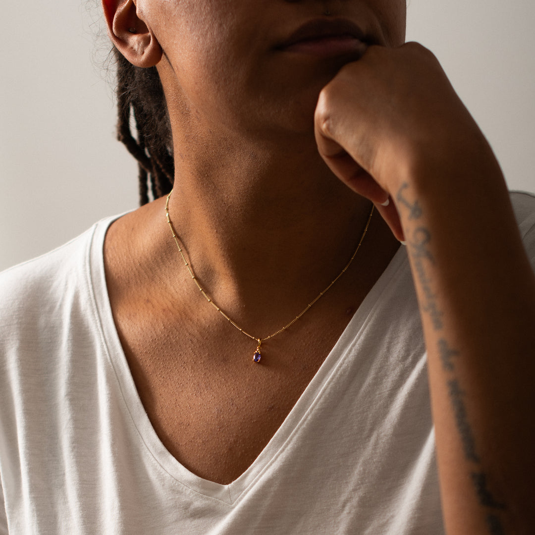 Halskette Birthstone Februar – Amethyst