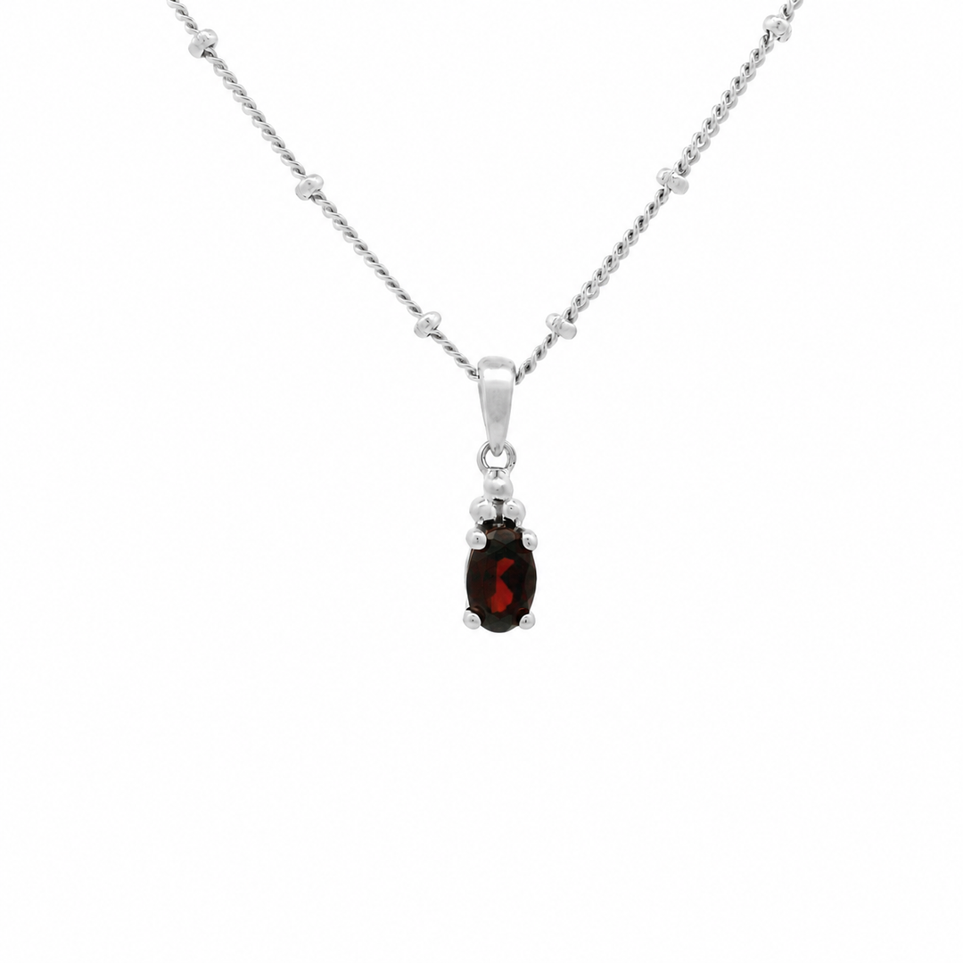 Halskette Birthstone Januar mit Granat in Silber #alunir:silber