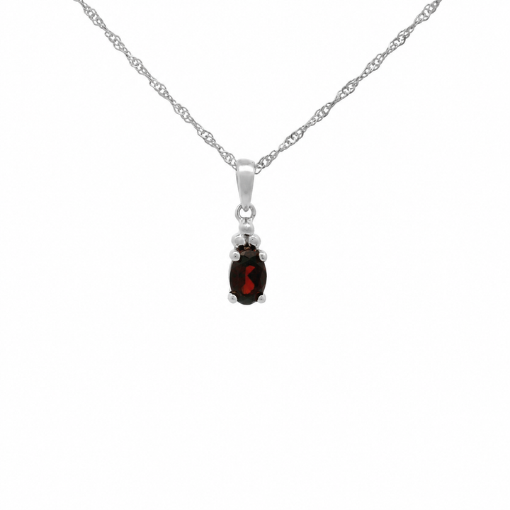 Halskette Birthstone Januar mit Granat in Silber 