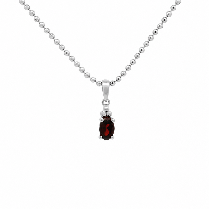 Halskette Birthstone Januar mit Granat in Silber 
