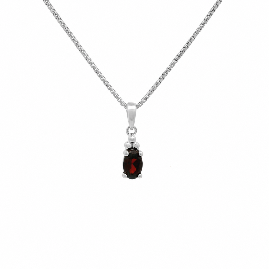 Halskette Birthstone Januar mit Granat in Silber #alunir:silber
