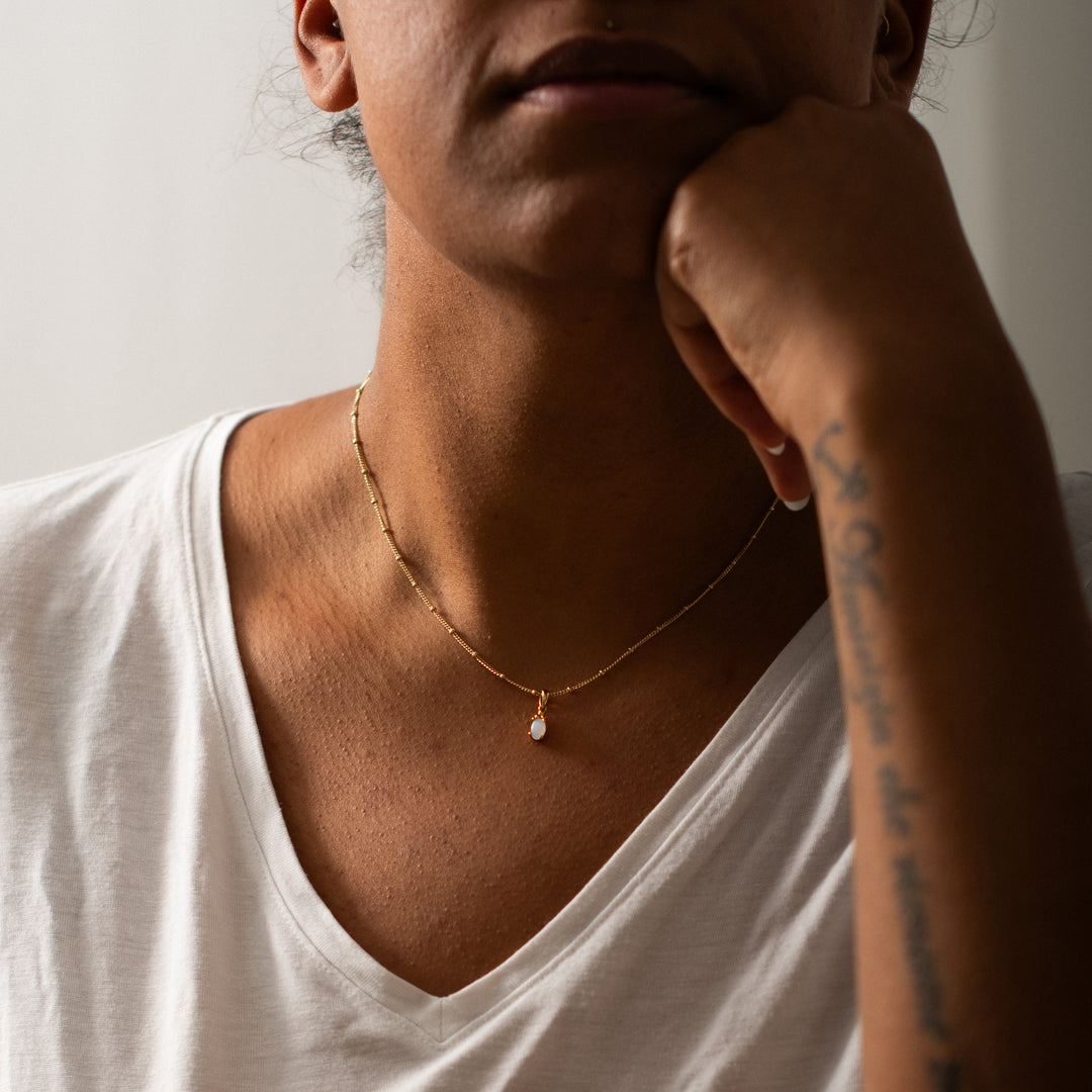 Halskette Birthstone Juni – Mondstein