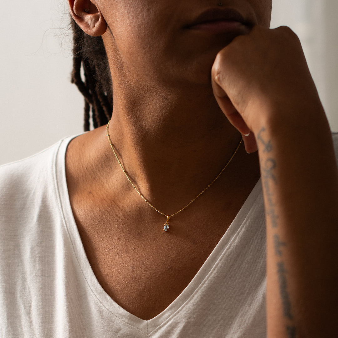 Halskette Birthstone März – Aquamarin