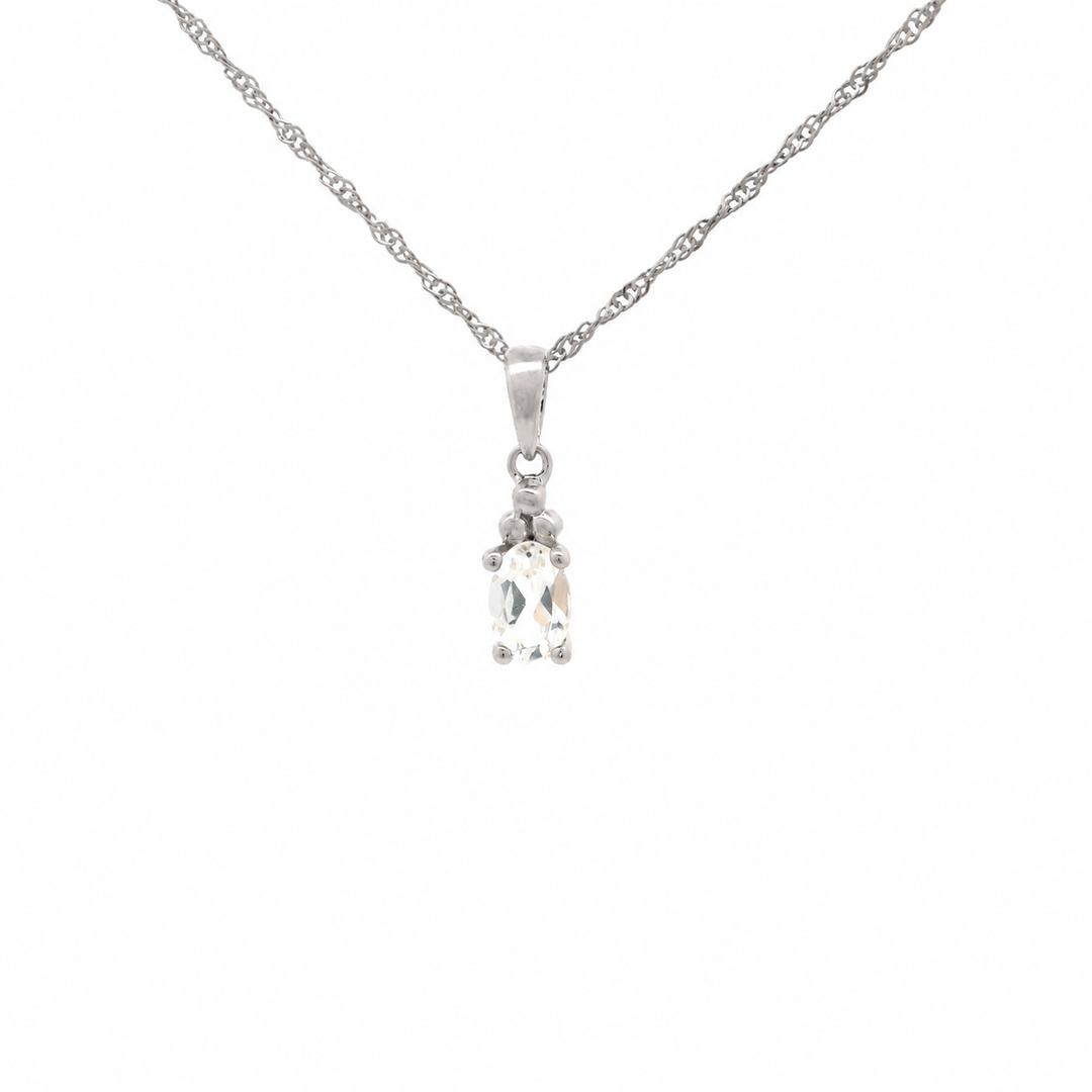 Halskette Birthstone April – Weisser Topas · Singapur · Silber