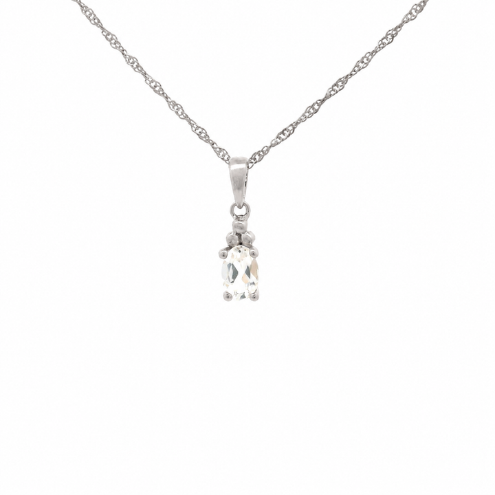 Halskette Birthstone April – Weisser Topas · Singapur · Silber