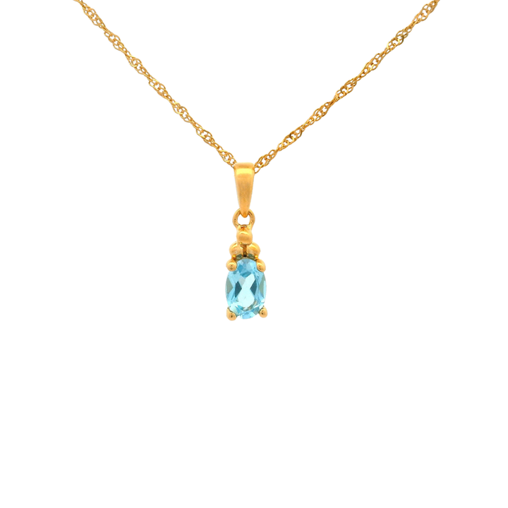 Halskette Birthstone Dezember – Swiss Blue Topaz · Singapur · Gold