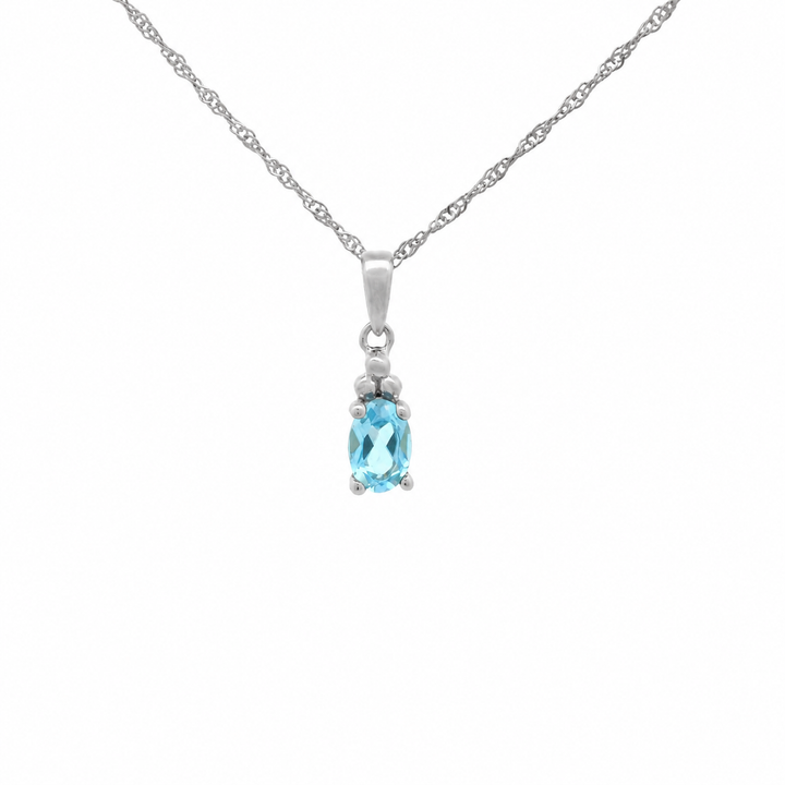 Halskette Birthstone Dezember – Swiss Blue Topaz · Singapur · Silber