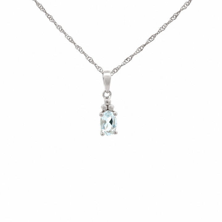 Halskette Birthstone März – Aquamarin · Singapur · Silber