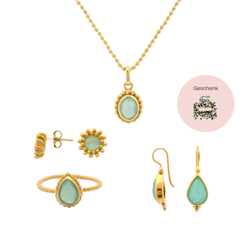 Schmuckset Chalcedon – Premium / Gold / 58