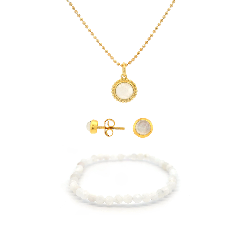 Schmuckset Mondstein – Classic / Gold