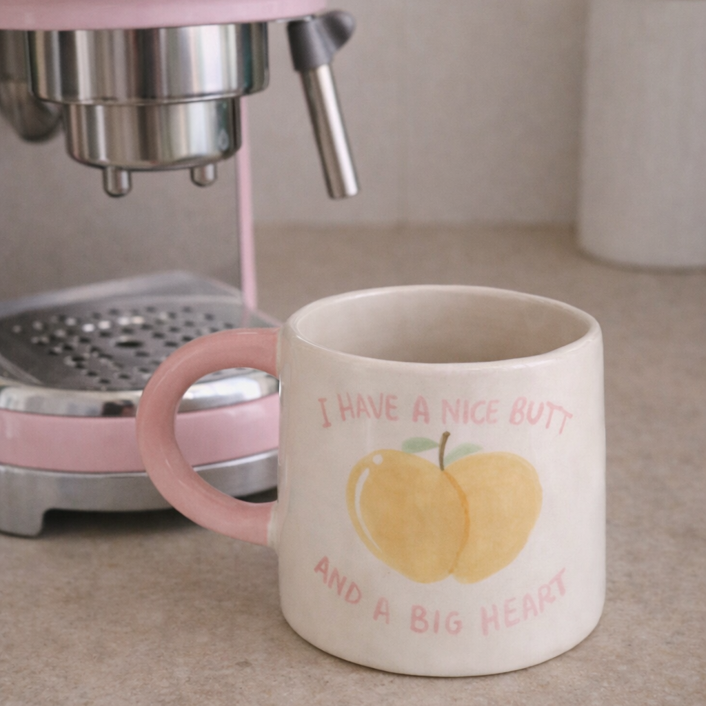 Butty Mug – Handmade Ceramic Cup with Peach Design (400 ml)