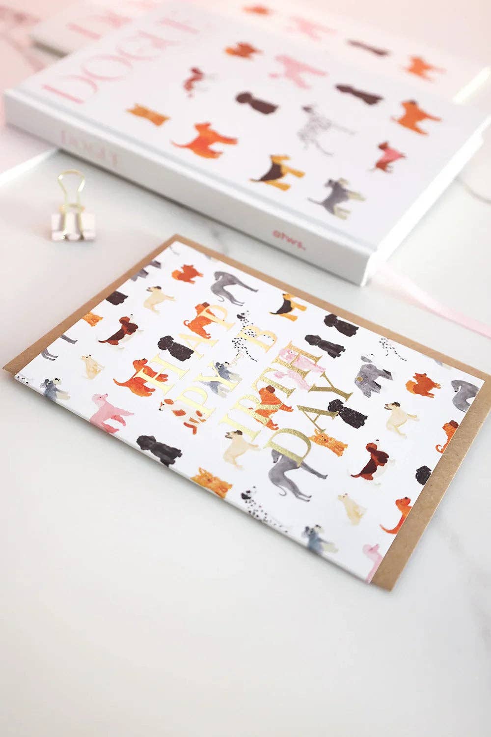 Birthday dogs pattern - Greeting card - Gold Foil