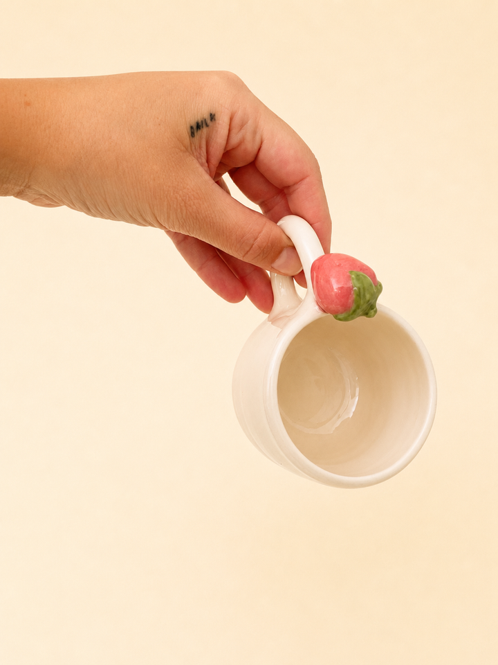 Strawberry Ceramic Mug – Handmade Espresso Cup 120ml