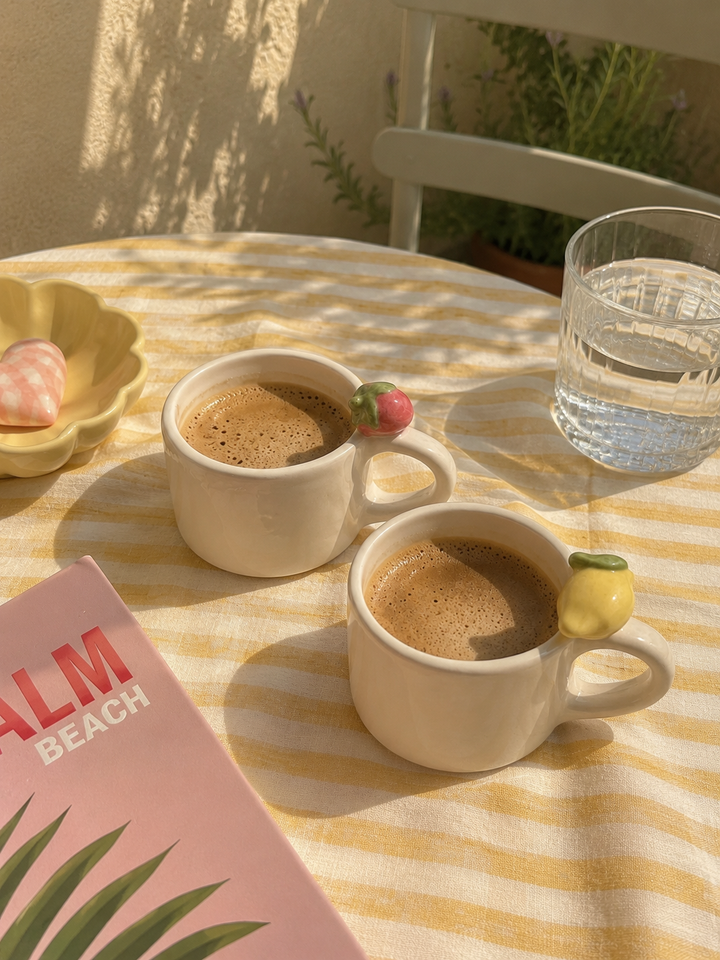 Strawberry Ceramic Mug – Handmade Espresso Cup 120ml