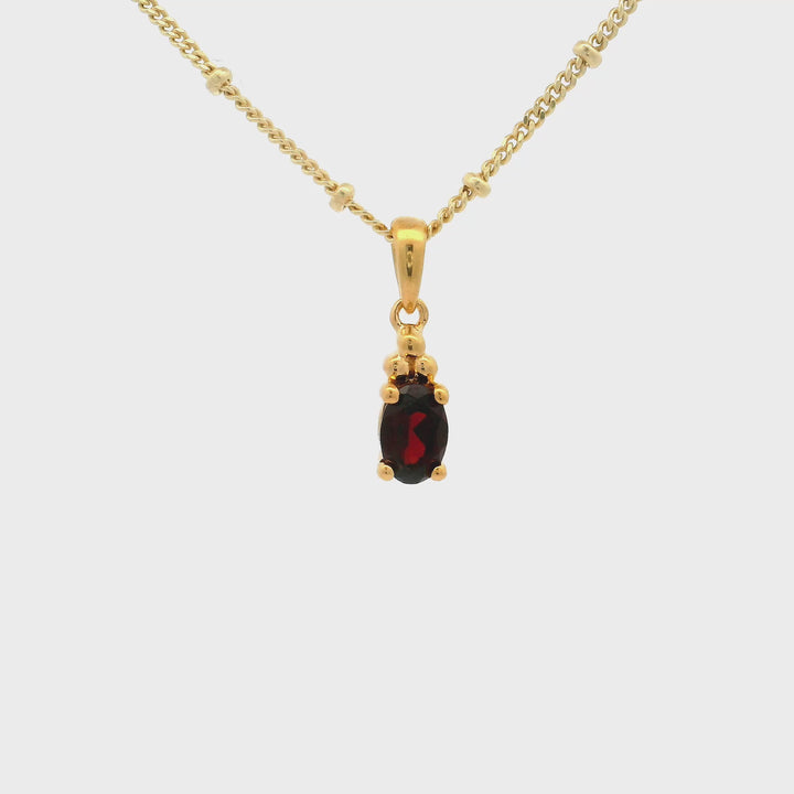 Halskette Birthstone Januar mit Granat in Gold 