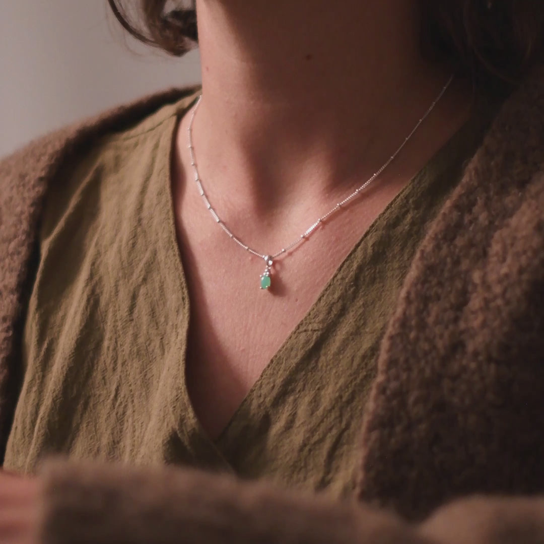 Halskette Birthstone Mai – Chrysopras