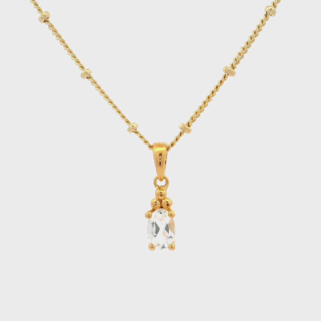 Halskette Birthstone April – Weisser Topas