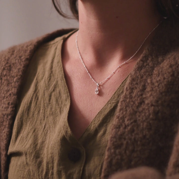 Halskette Birthstone April – Weisser Topas