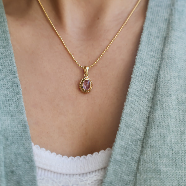 Halskette Orya rund Turmalin pink Gold 2