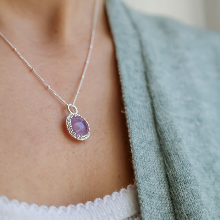 Halskette Rea rund Amethyst Silber 3